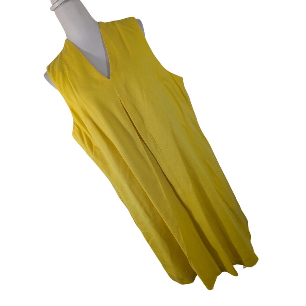 TOMMY BAHAMA! SUNNY YELLOW FINE LINEN BLEND SLEEVELESS, V NECK DRESS-POCKETS! XL